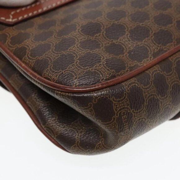 CELINE Macadam Canvas Shoulder Bag PVC Leather Brown Gold Auth 88287 - Picture 4 of 16
